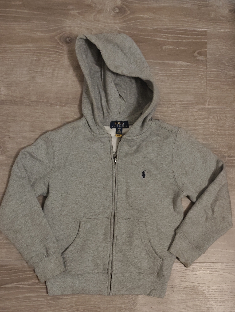 Polo by Ralph Lauren Kids Heather Grey Zip Hoodie with Navy Pony